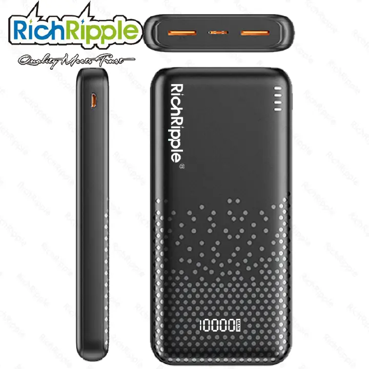 RichRipple 2A Fast Charge Power Banks 10000mAh iPhone&Android Power Bank Universal Portable Mobile Power With Dual USB LED Lamp powerbank