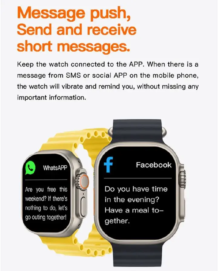 RichRipple U9 Ultra Smart Watch Strap 49mm 2.01 Inch Full Touch Screen Sports Fitness Watch IP68 Waterproof Bluetooth Smart Watch