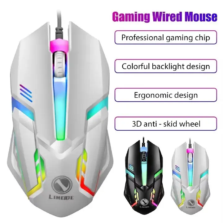 USB Wired Mouse RGB Colorful Mosue E-Sports Gaming Mouse Wired Office Mouse Mice For PC Desktop Laptop Computer Windows iOS