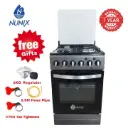 Nunix KZ-560-3G1E Free Standing 3 Gas Cooker+1 Hotplate With Electric Oven Cooker 1.5 M Hose Pipe +6KG Regulator+2 pcs Gas Tightener gas cooker