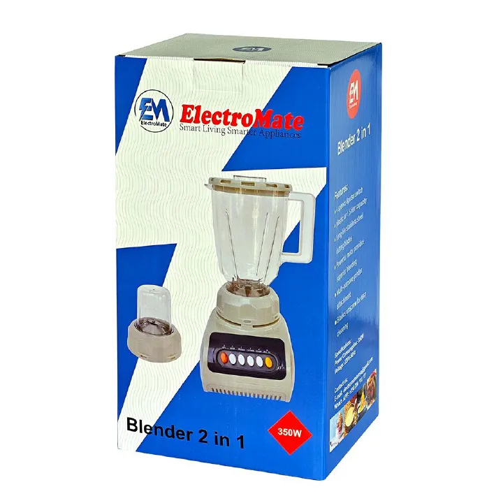 EM Blender 2-in-1 ElectroMate 1.5L Blender Classic Juicer & Grinder with Multifunctional Jug, Bottle, and Garlic Processor ElectroMate BD02