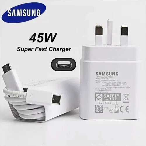 Samsung 45W Pd Charger Adapter With USB Type C To Type C Cable (Black)