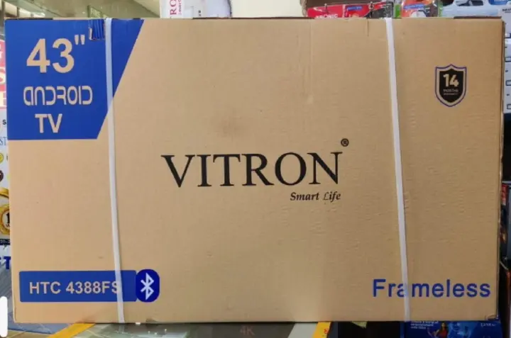 Vitron 43 inch Smart TV HTC 4388FS Android BLuetooth Television Full HD Frameless TV with Netflix Youtube Television 1G+8G