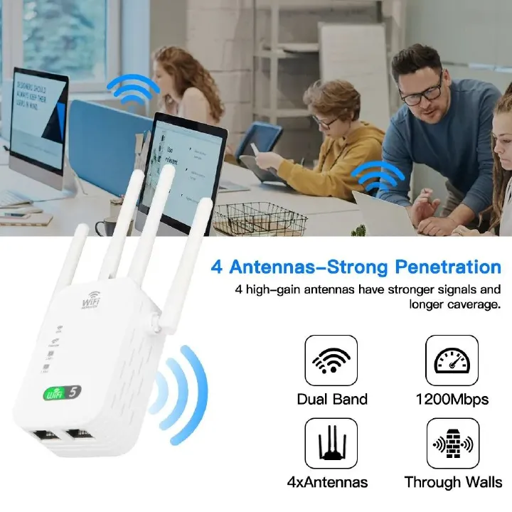 1200Mbps 5Ghz/300Mbps Wireless WiFi Repeater Booster 2.4G/5GHz Wi-Fi Signal Amplifier Extender Network Wlan WiFi Repetidor  (300Mbps)