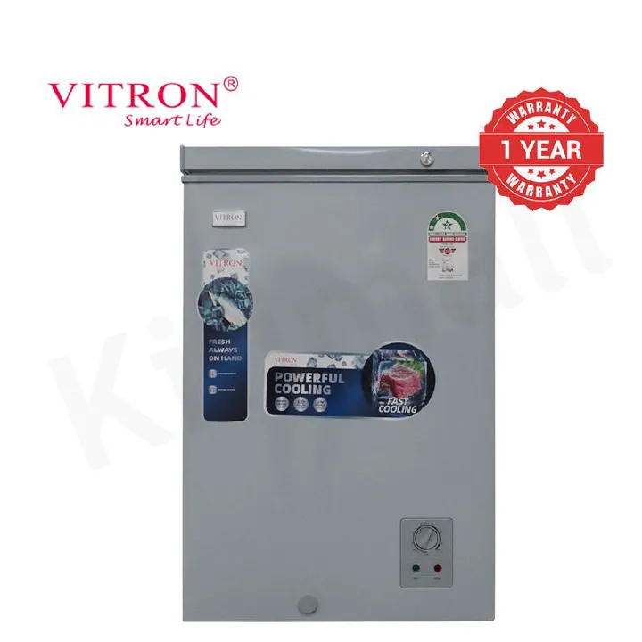 Vitron 97L Chest Freezer VDF99SG Single Flip-Up Lid Defrost Drain Freezer Energy Saving Freezer Refrigerator Fast Cooling